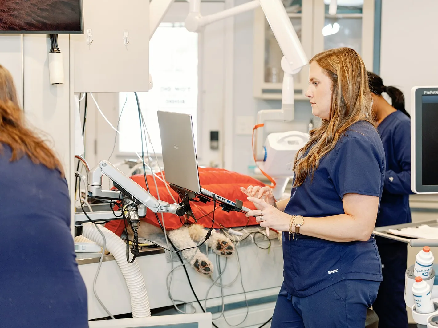 A Noah’s Ark technician monitoring a patient at the treatment workstation